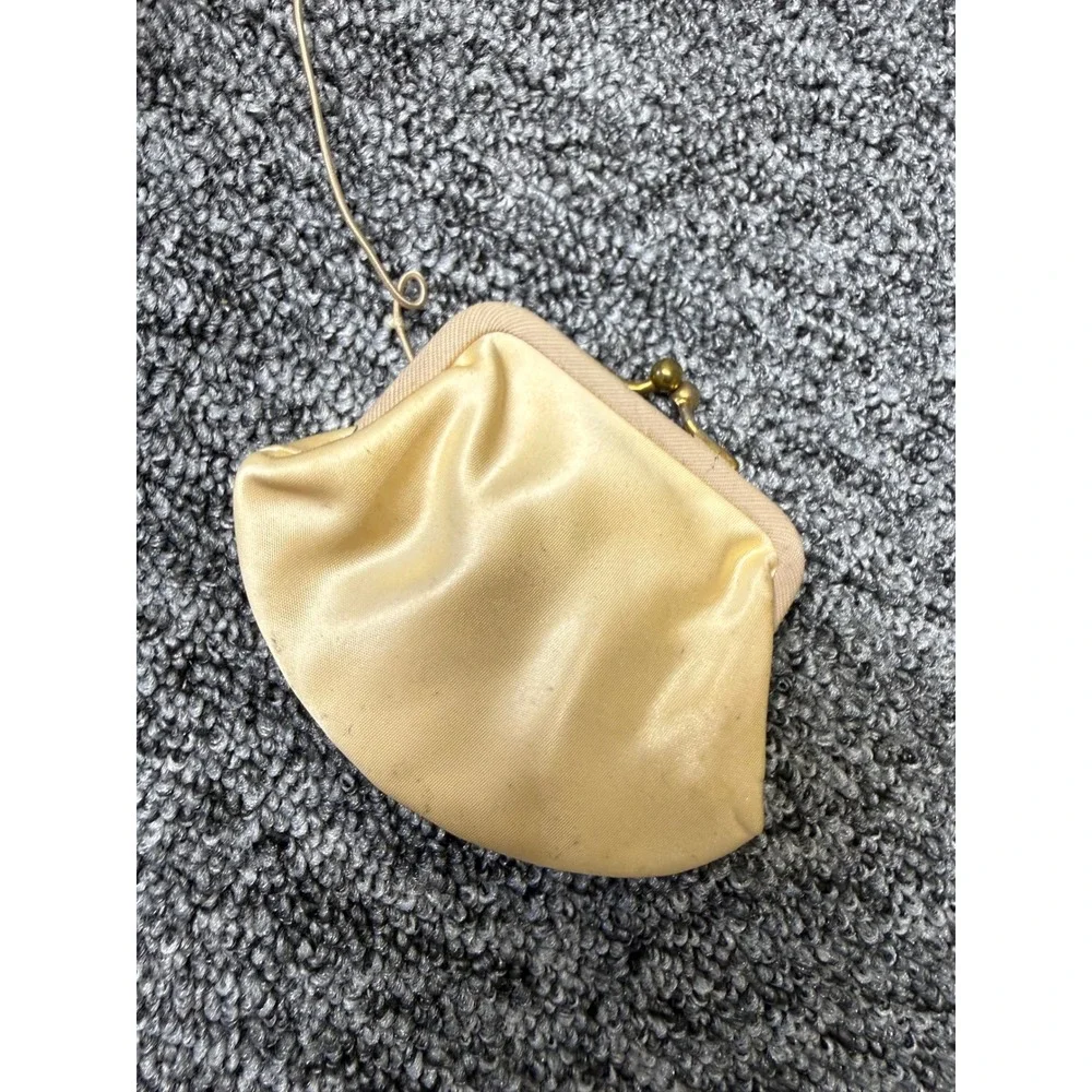 Vintage Gold Metallic Evening Clutch Bag with Matching Coin Purse Snake Chain